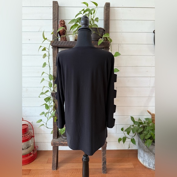 Anne Klein Black Long Sleeve Top with Cut-Out Details - Picture 8 of 17